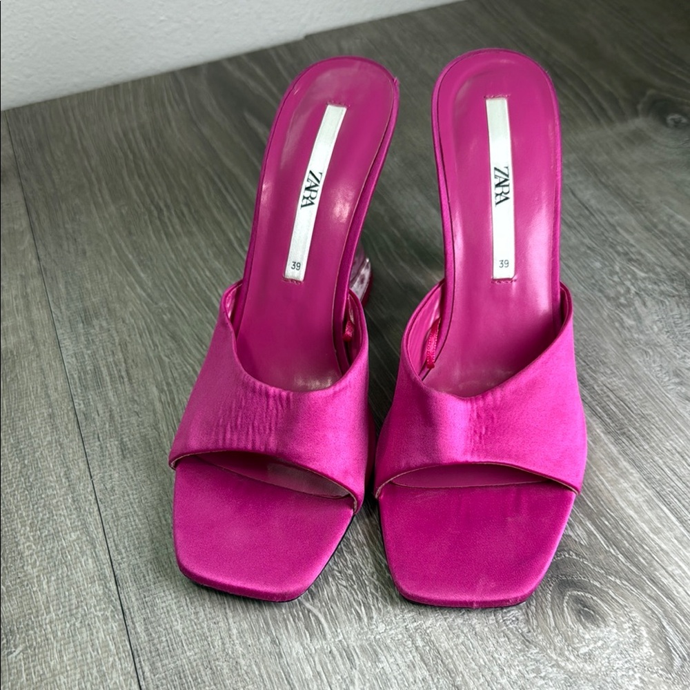 Zara Pink High Heeled Mules with Sculptural Design - Picture 2 of 6